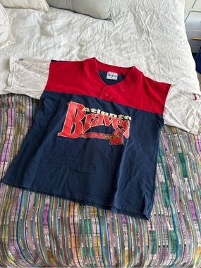Vintage Atlanta Braves Baseball Tee - Red & Navy